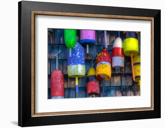 Buoys on an Old Shed at Bernard, Maine, USA-Joanne Wells-Framed Photographic Print