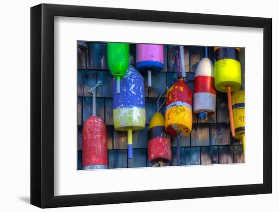 Buoys on an Old Shed at Bernard, Maine, USA-Joanne Wells-Framed Photographic Print