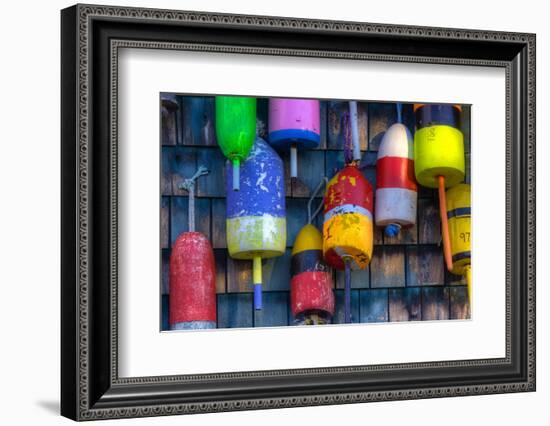 Buoys on an Old Shed at Bernard, Maine, USA-Joanne Wells-Framed Photographic Print