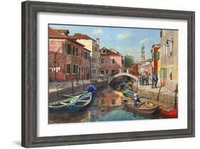 Burano Canal Venice-Richard Harpum-Framed Art Print