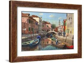 Burano Canal Venice-Richard Harpum-Framed Art Print