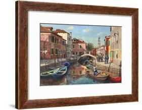 Burano Canal Venice-Richard Harpum-Framed Art Print