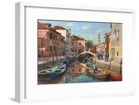 Burano Canal Venice-Richard Harpum-Framed Art Print
