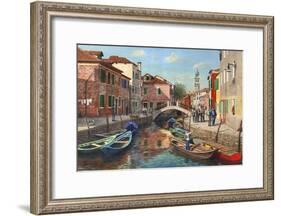 Burano Canal Venice-Richard Harpum-Framed Art Print