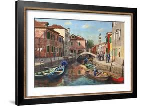 Burano Canal Venice-Richard Harpum-Framed Art Print