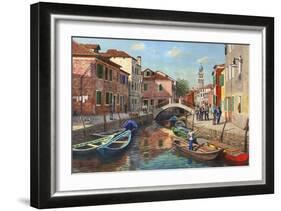 Burano Canal Venice-Richard Harpum-Framed Art Print