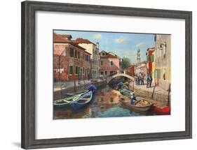 Burano Canal Venice-Richard Harpum-Framed Art Print