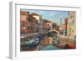 Burano Canal Venice-Richard Harpum-Framed Art Print