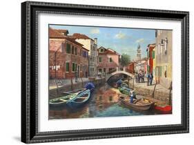 Burano Canal Venice-Richard Harpum-Framed Art Print