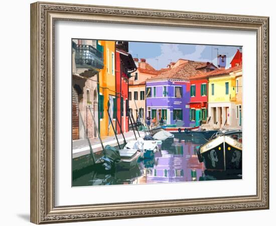 Burano Village-Shelley Lake-Framed Art Print