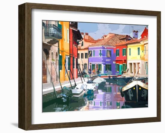 Burano Village-Shelley Lake-Framed Art Print