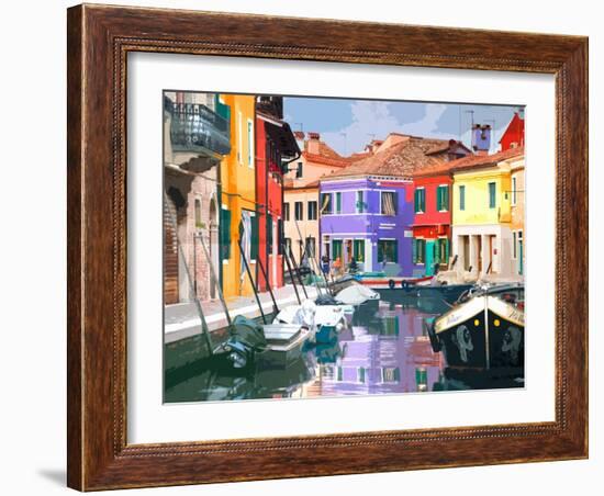 Burano Village-Shelley Lake-Framed Art Print