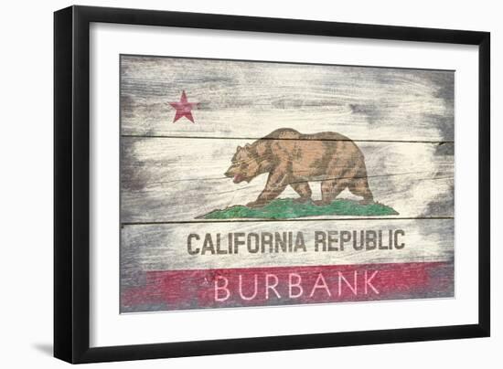 Burbank, California - Barnwood State Flag-Lantern Press-Framed Art Print