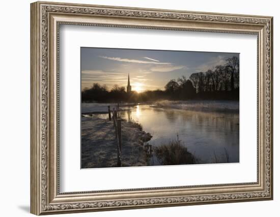 Burford Church and River Windrush on Frosty Winter Morning, Burford, Cotswolds-Stuart Black-Framed Photographic Print