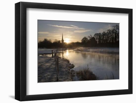 Burford Church and River Windrush on Frosty Winter Morning, Burford, Cotswolds-Stuart Black-Framed Photographic Print