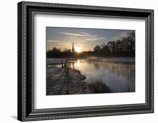 Burford Church and River Windrush on Frosty Winter Morning, Burford, Cotswolds-Stuart Black-Framed Photographic Print