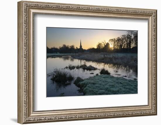 Burford Church and River Windrush on Frosty Winter Morning, Burford, Cotswolds-Stuart Black-Framed Photographic Print