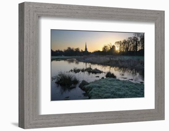 Burford Church and River Windrush on Frosty Winter Morning, Burford, Cotswolds-Stuart Black-Framed Photographic Print