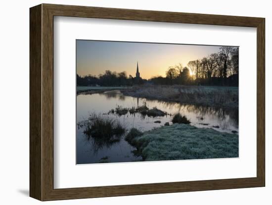 Burford Church and River Windrush on Frosty Winter Morning, Burford, Cotswolds-Stuart Black-Framed Photographic Print
