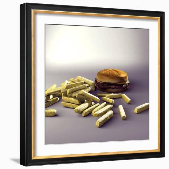 Burger And Chips, Computer Artwork-Christian Darkin-Framed Premium Photographic Print