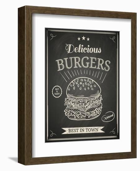 Burger House Poster on Chalkboard-hoverfly-Framed Premium Giclee Print