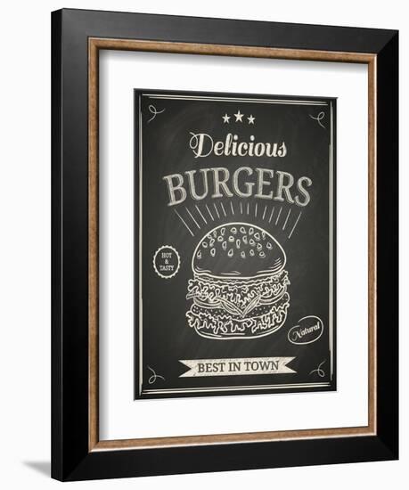 Burger House Poster on Chalkboard-hoverfly-Framed Premium Giclee Print