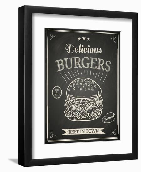 Burger House Poster on Chalkboard-hoverfly-Framed Premium Giclee Print