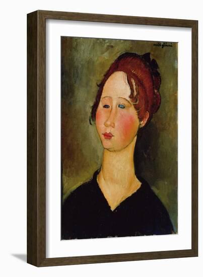 Burgundian Woman, 1918 (Oil on Canvas)-Amedeo Modigliani-Framed Giclee Print