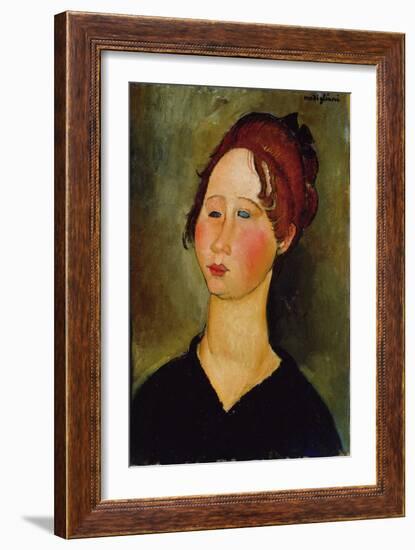 Burgundian Woman, 1918 (Oil on Canvas)-Amedeo Modigliani-Framed Giclee Print