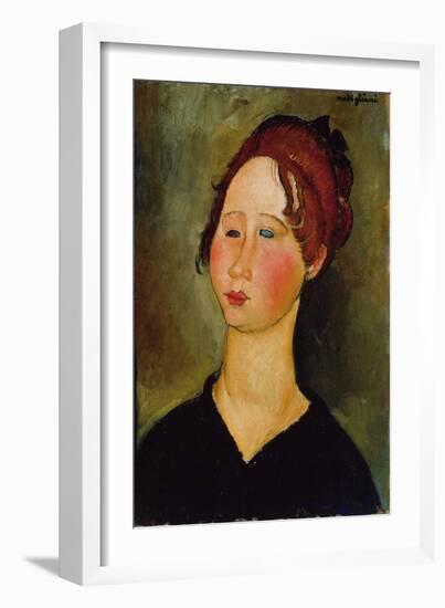 Burgundian Woman, 1918 (Oil on Canvas)-Amedeo Modigliani-Framed Giclee Print