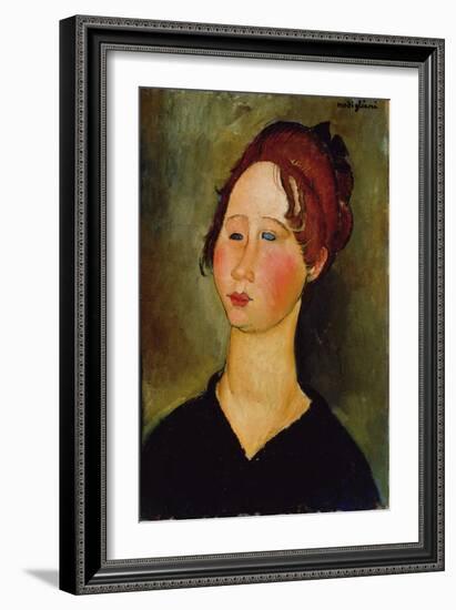 Burgundian Woman, 1918 (Oil on Canvas)-Amedeo Modigliani-Framed Giclee Print