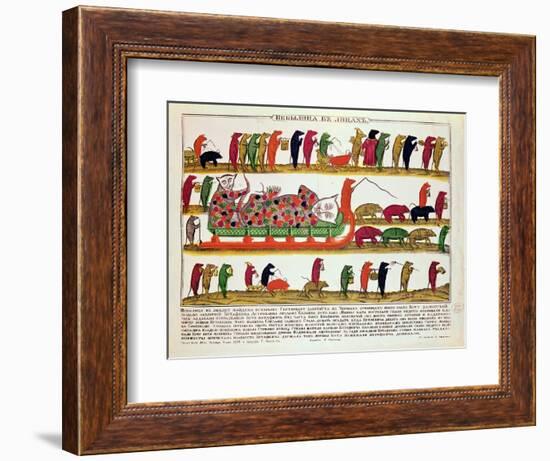 Burial of a Cat by the Mice, Caricature of Tsar Peter the Great 1850-null-Framed Giclee Print