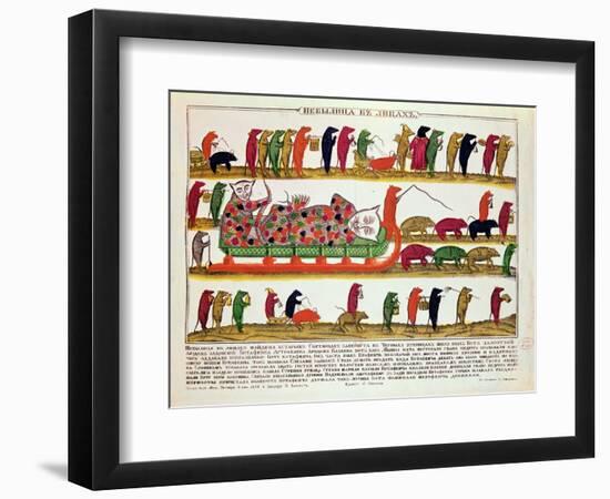 Burial of a Cat by the Mice, Caricature of Tsar Peter the Great 1850-null-Framed Giclee Print