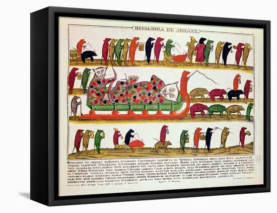 Burial of a Cat by the Mice, Caricature of Tsar Peter the Great 1850-null-Framed Premier Image Canvas