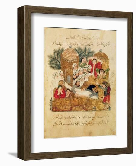 Burial of a Plague Victim, from "Al Maqamat" by Al-Hariri-null-Framed Giclee Print