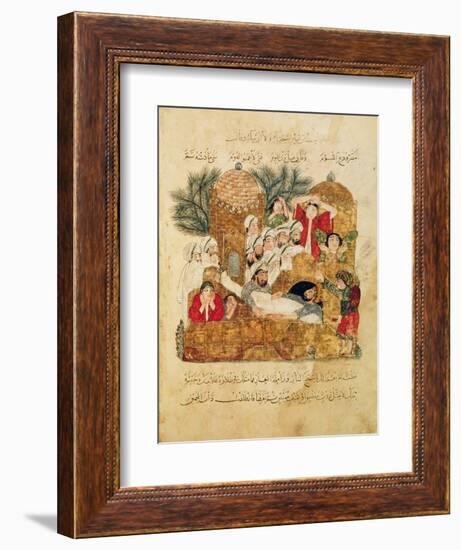 Burial of a Plague Victim, from "Al Maqamat" by Al-Hariri-null-Framed Giclee Print