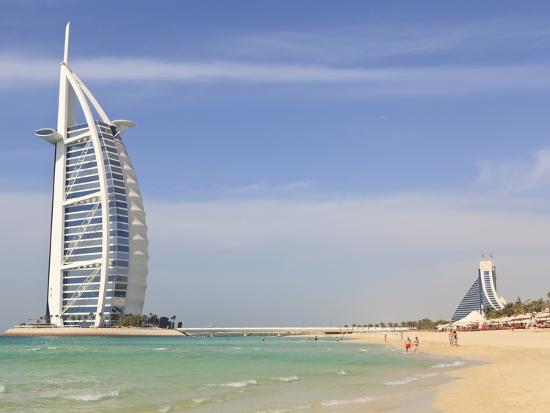Burj Al Arab And Jumeirah Beach Hotels Jumeirah Beach Dubai United Arab Emirates Middle East Photographic Print By Amanda Hall Artcom