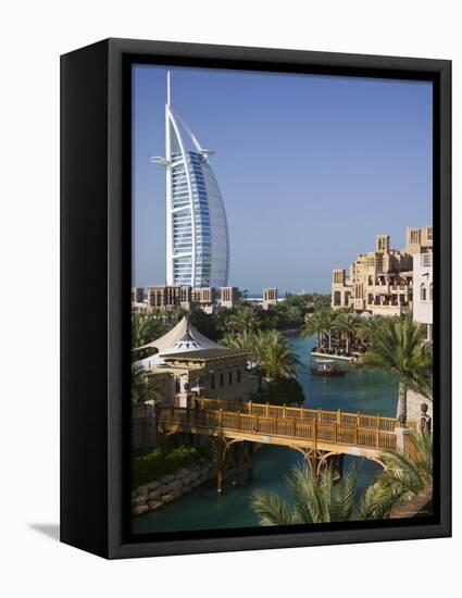 Burj Al Arab Hotel from the Madinat Jumeirah Complex, Dubai, United Arab Emirates-Walter Bibikow-Framed Premier Image Canvas