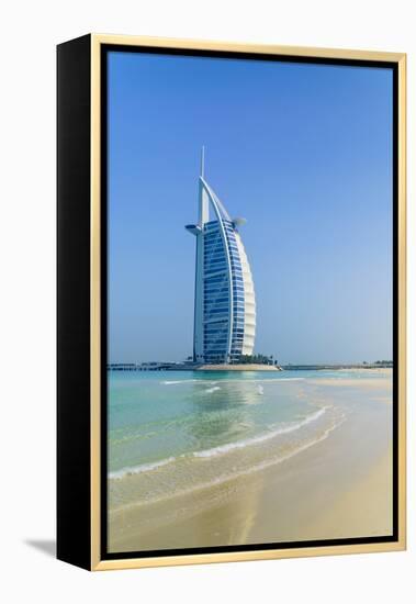 Burj Al Arab Hotel, Iconic Dubai Landmark, Jumeirah Beach, Dubai, United Arab Emirates, Middle East-Fraser Hall-Framed Premier Image Canvas