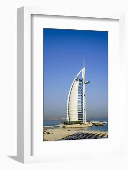 Burj Al Arab Hotel, Iconic Dubai Landmark, Jumeirah Beach, Dubai, United Arab Emirates, Middle East-Fraser Hall-Framed Photographic Print