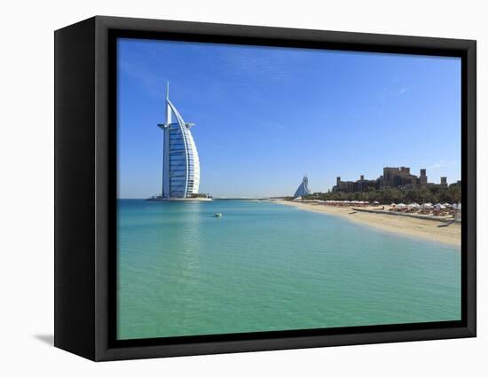 Burj Al Arab Hotel, Jumeirah Beach, Dubai, United Arab Emirates, Middle East-Amanda Hall-Framed Premier Image Canvas