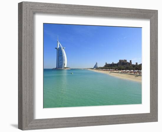 Burj Al Arab Hotel, Jumeirah Beach, Dubai, United Arab Emirates, Middle East-Amanda Hall-Framed Photographic Print