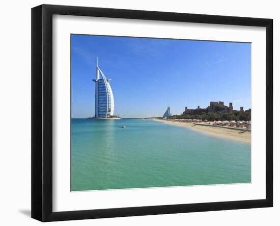 Burj Al Arab Hotel, Jumeirah Beach, Dubai, United Arab Emirates, Middle East-Amanda Hall-Framed Photographic Print