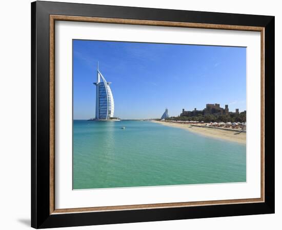 Burj Al Arab Hotel, Jumeirah Beach, Dubai, United Arab Emirates, Middle East-Amanda Hall-Framed Photographic Print