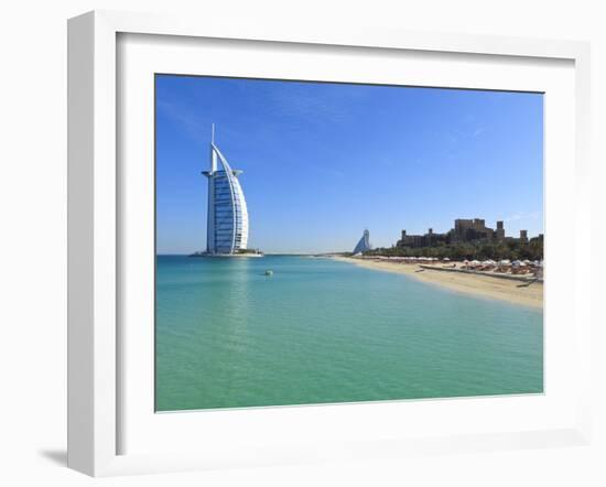 Burj Al Arab Hotel, Jumeirah Beach, Dubai, United Arab Emirates, Middle East-Amanda Hall-Framed Photographic Print