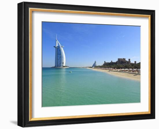 Burj Al Arab Hotel, Jumeirah Beach, Dubai, United Arab Emirates, Middle East-Amanda Hall-Framed Photographic Print