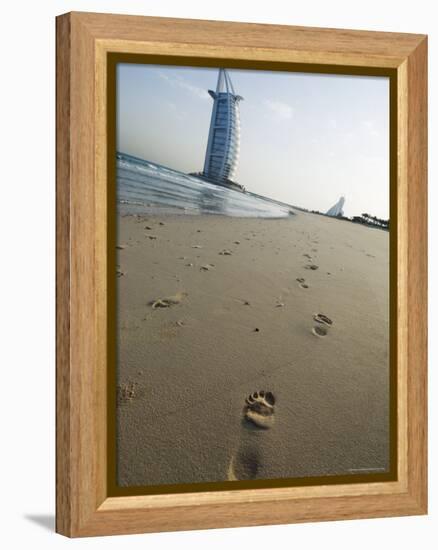 Burj Al Arab Hotel on Jumeirah Beach, Dubai, United Arab Emirates, Middle East-Amanda Hall-Framed Premier Image Canvas