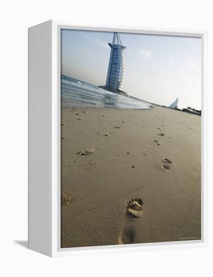 Burj Al Arab Hotel on Jumeirah Beach, Dubai, United Arab Emirates, Middle East-Amanda Hall-Framed Premier Image Canvas