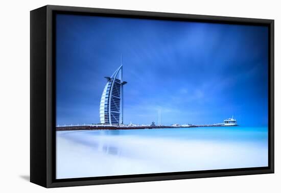 Burj Al Arab Hotel on Jumeirah Beach in Dubai, Modern Architecture, Luxury Beach Resort, Summer Vac-Anna Omelchenko-Framed Premier Image Canvas