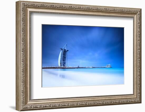 Burj Al Arab Hotel on Jumeirah Beach in Dubai, Modern Architecture, Luxury Beach Resort, Summer Vac-Anna Omelchenko-Framed Photographic Print